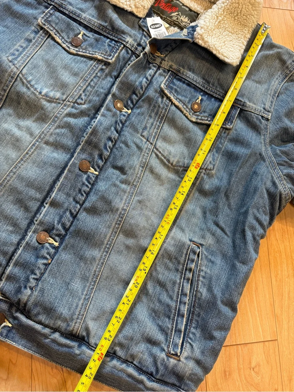 Old Navy Vintage Sherpa Lined Denim Jacket Mens L Blue Trucker NWT